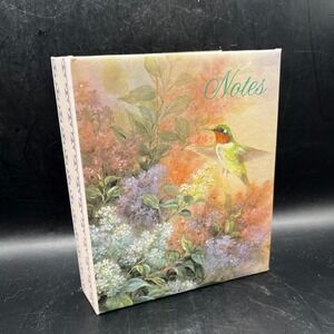 Vtg Lena Liu Hummingbird Floral Notes Stationery Box Keepsake Organizer